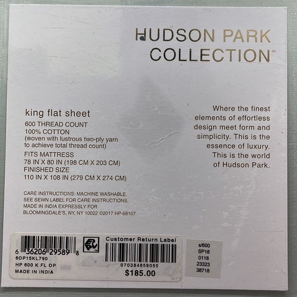 BNIB Hudson Park Collection KING size Flat Sheet light Green - Picture 5 of 7